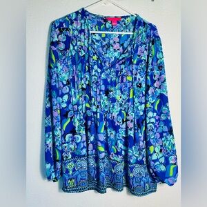 Lily Pulitzer Pleated Top with tassel ties Large